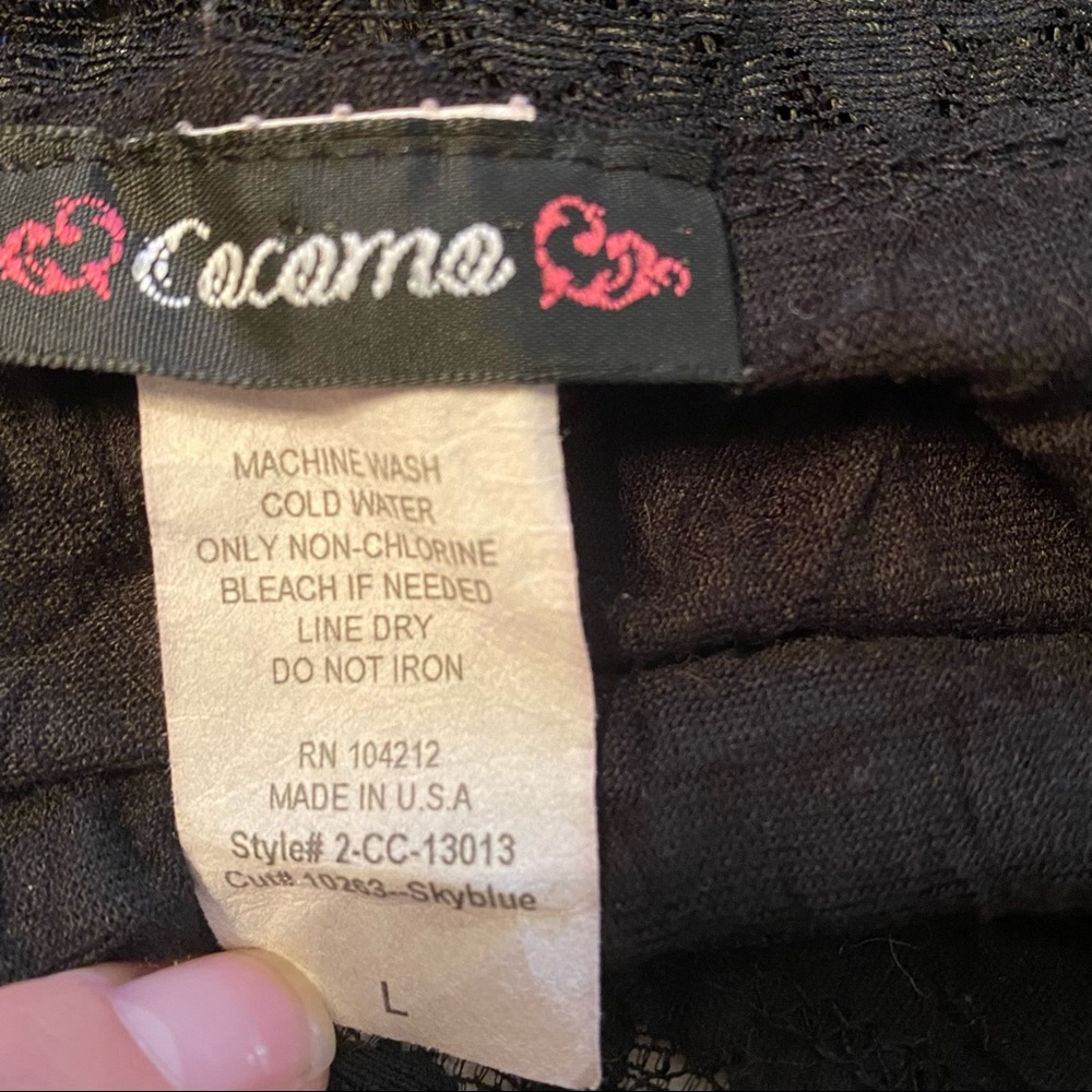 Cacama Black Camisole Tank Lace Crinkled Wrinkled Shirt Top Large Shell - Picture 5 of 8